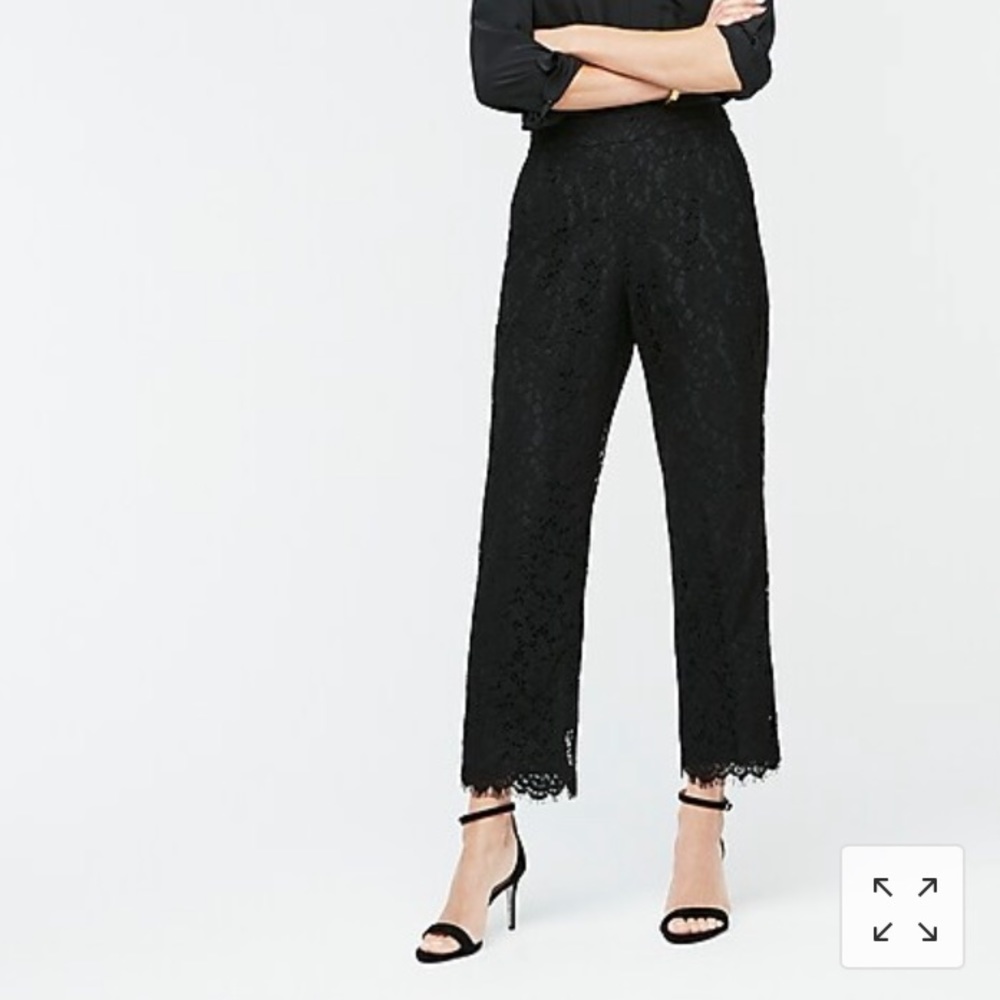 J Crew Black Lace Overlay Trouser Pants Size 0